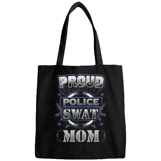 Police Job Proud Police SWAT Mom Graphic Bags