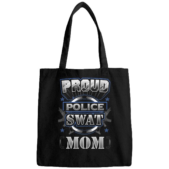 Police Job Proud Police SWAT Mom Graphic Bags
