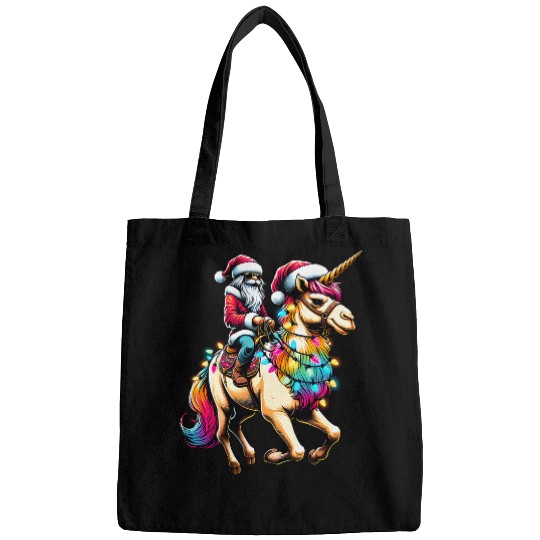 Christmas Lights Camel Riding Unicorn Bags