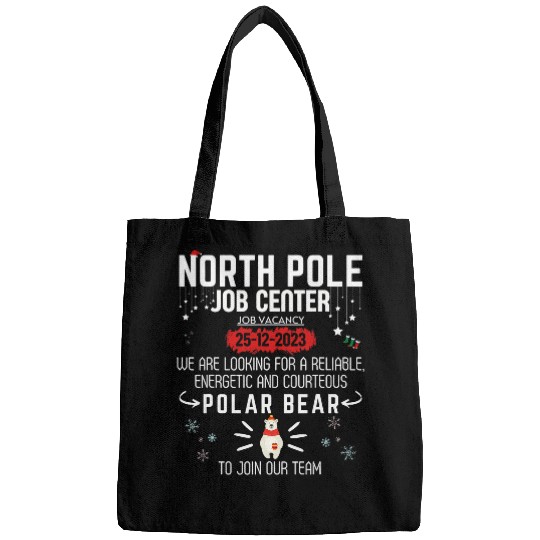 Bear Pet North Pole Job Center Job Vacancy Polar Bear Funny Christmas Bags