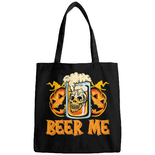 Beer Fun Beer Me Pumpkin Skeletons Beer Drinking Spooky Halloween 2 Bags