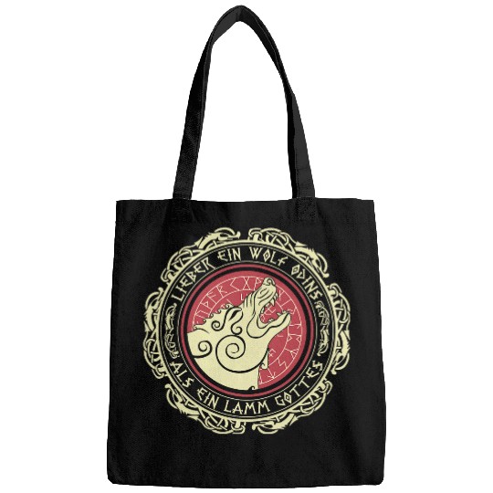 Lieber Ein wolfs Odins Als Ein Lamb of God Viking Saying Bags