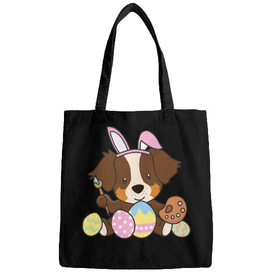 Cute Australian Shepherd At Easter as a easter bunny 1 Bags