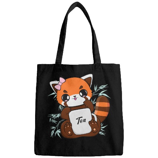 Panda Pet Red Panda Drinking Boba Tea Bubble Otaku Anime Bear Bags