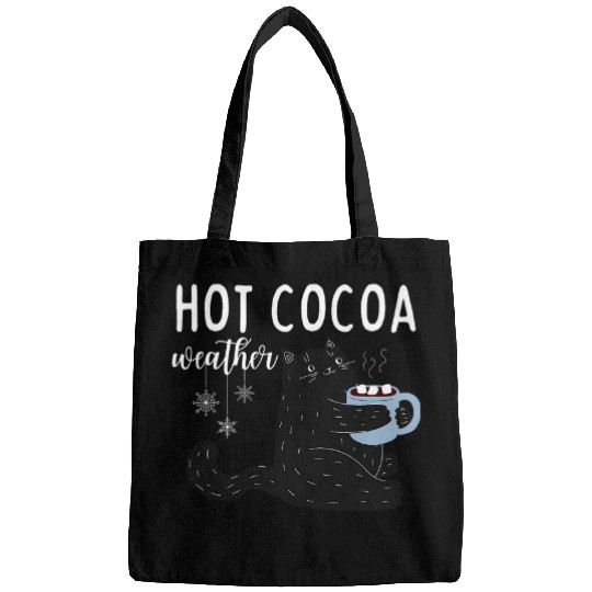 Hot Cocoa Weather Cute Cat Hot Cocoa Snow Winter Cat Lover Bags