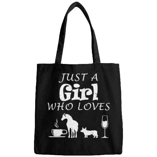 Coffee Fun Horse mom and Wines coffee dog for women pet gift alcohol Bags