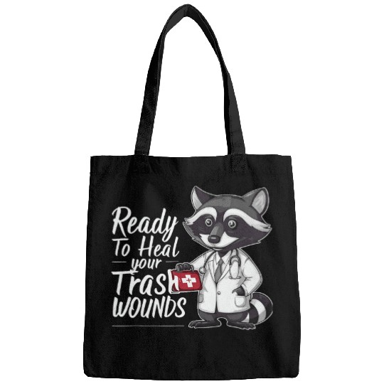 Raccoon Pet Doctor Raccoon Ready to Heal Your Trash Wounds Bags