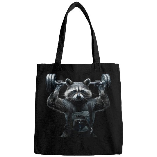 Raccoon Pet Weightlifting Ripped Raccoon Bags