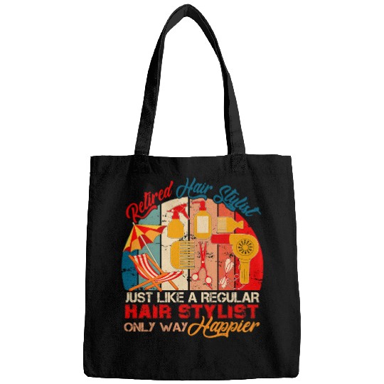 Hairdresser Job Retro Retired Hair Stylist Definition Only Happier Bags