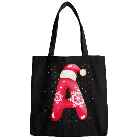 Christmas Initial Letter A Matching Family Name Santa Hat Bags