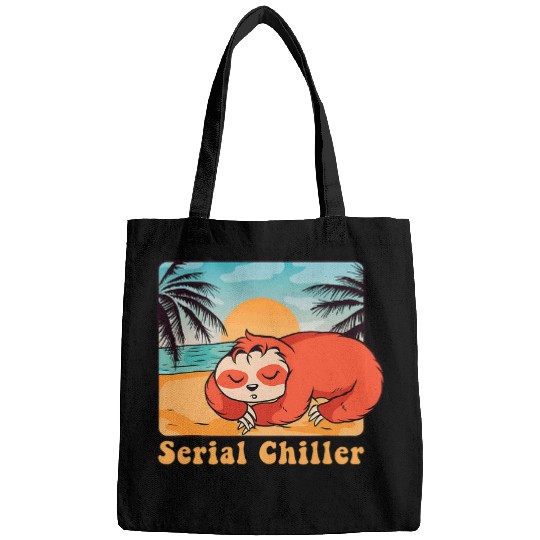 Sloth Pet Serial Chiller Retro Sloth Napping Pun Beach Vacation Bags