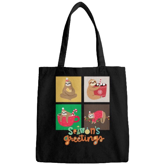 Sloth Pet Cute Hanging Sloth Christmas Seasons Greeting Animal Lovers Bags