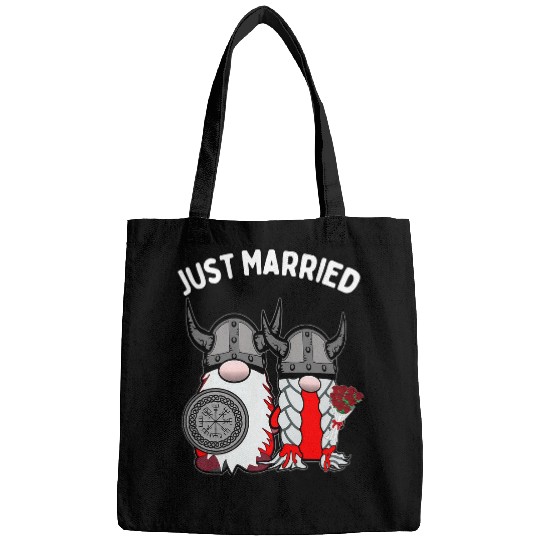 Just Married Nordic Gnome Viking Tomte Couple Wedding Bags