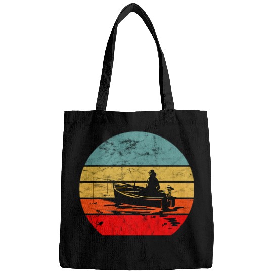 Fishing Fun Boat Retro vintages Sunset Finest Fisherman Trip Bags