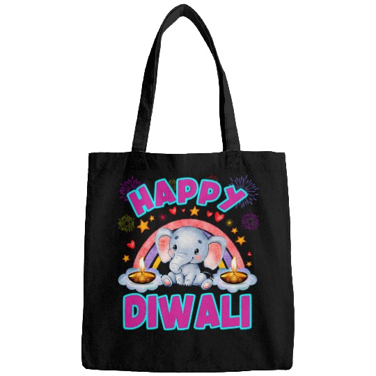 Elephant Pet Happy Diwali Cute elephant with Candle Lights for kids Bags