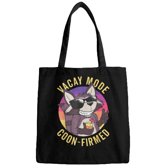 Raccoon Pet Vacay Mode Confirmed Beach Raccoon Bags