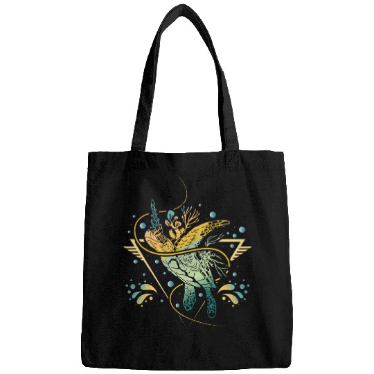 Turtle Pet and Sea turtle and Funny turtle and turtle watercolor 2 Bags