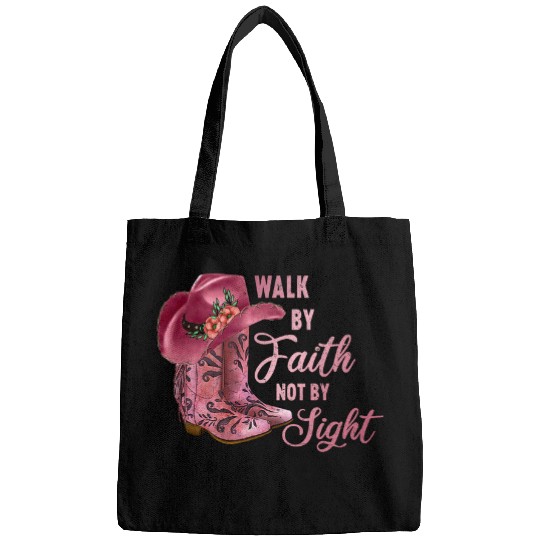 Cowboy Boots We Walk By Faith Not By Sight Bags