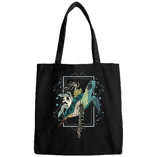 Turtle Pet and Sea turtle and Funny turtle and turtle watercolor Bags
