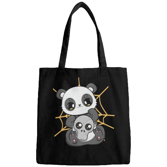 Panda Pet Spooky Panda Bear Cub Anime Skull Spiderweb Halloween Pajama Bags