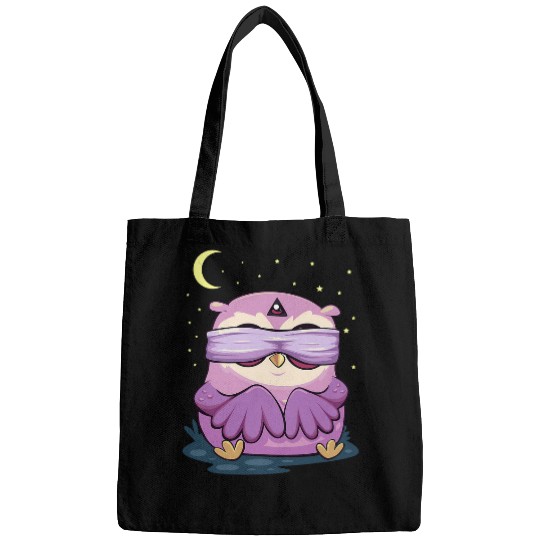 Owl Pet Pastel Goth Kawaii Blindfolded Owl with Third allSeeing Eye Bags