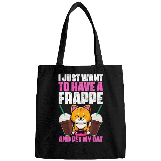 Coffee Fun Frappe Coffee Humor For A Pet Cat Owner caffeines Lover Bags