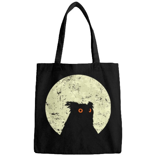 Owl Pet in front of Moon with sharp Eyes Bags