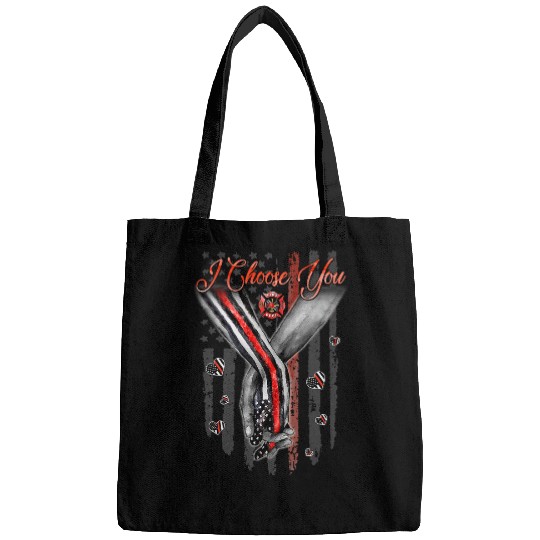 Firefighter Job Flag USA I Choose You Valentines Day Firefighter 4 Bags