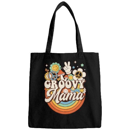 Groovy Mama Hippie Mushroom Peace Retro 60s 70s Aesthetic Bags