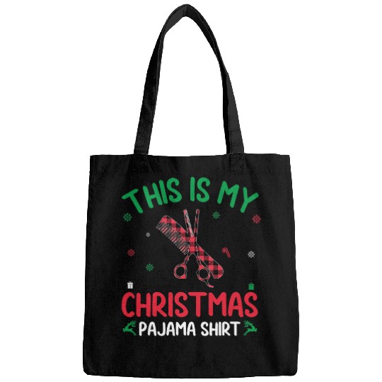 Hairdresser Job Red Plaid Ugly This Is My Hairstylist Christmas Pajama Bags