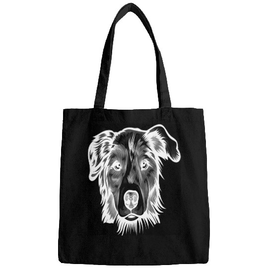 Cool Negative Photo Tee Style Image of Australian Shepherd D Bags