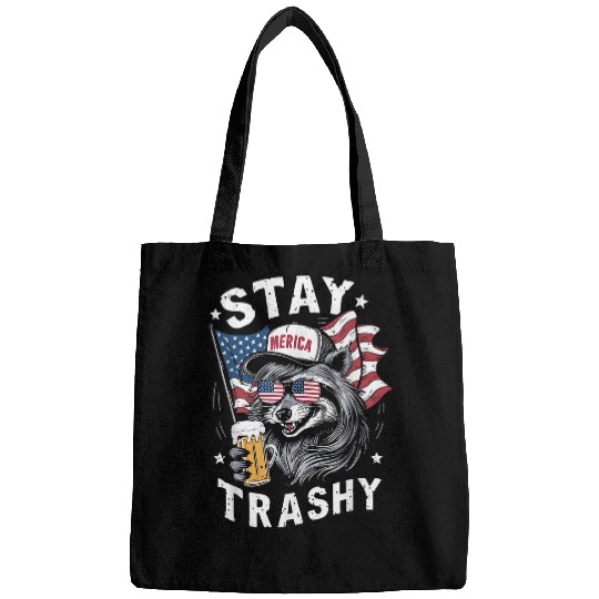 Raccoon Pet White Trash Party Attire Redneck Raccoon Stay Trashy USA Bags