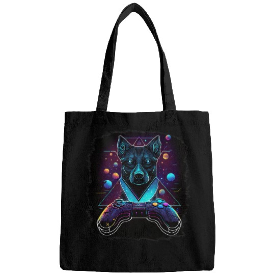 Gamer Streamer Abstract Dog Neon Controller Bags