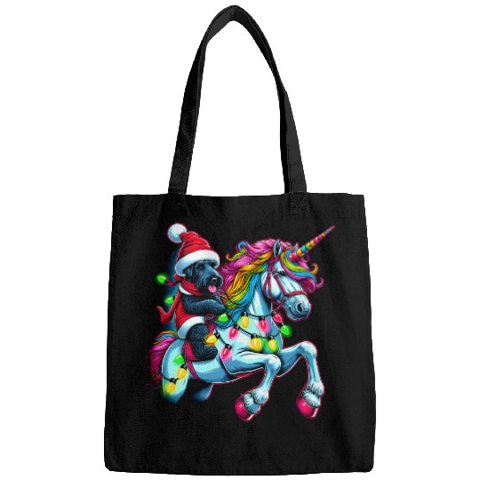 Christmas Lights Kerry Blue Terrier Dog Riding Unicorn Bags