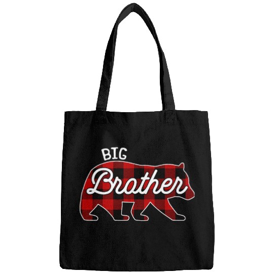 Bear Pet Big Brother Bear Red buffalo plaids Matching Family Bags