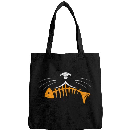 Cat With Fish Fisherman Fishing Lover Fisher Cat Owner Bags