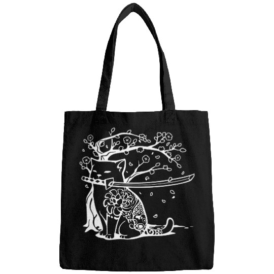 Cat Yakuza Neko Samurai Cat tattoo Cat Japan Cherry Blossom Bags