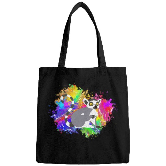 Lemur Pet Madagascar Animal Abstract Color Cute Lemur Monkey Lemur Bags