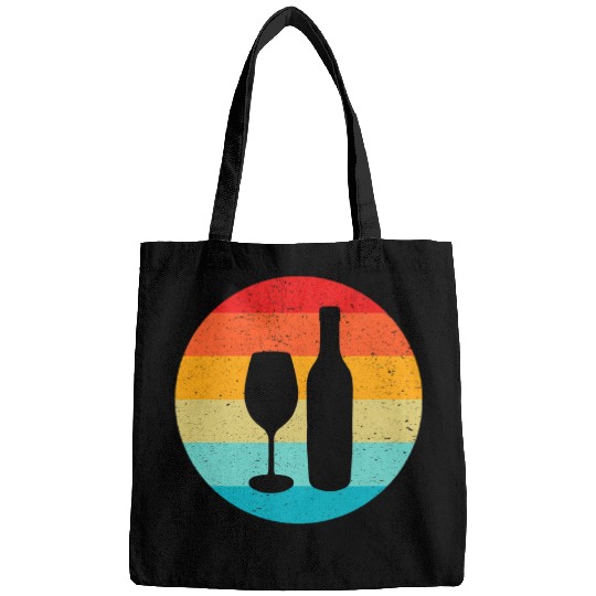 Wines Fun Silhouette Retro vintages Sunset 70s 80s Distressed Bags