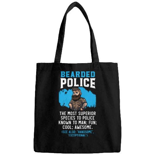 Police Job Bearded Police Officer Cop Sheriff Law Enforcement Bags