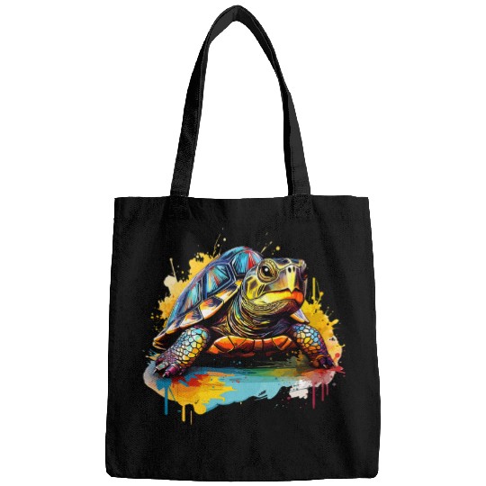 Colorful Splash Art Eastern Box Turtle Lover Bags