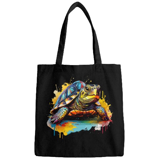 Colorful Splash Art Eastern Box Turtle Lover Bags