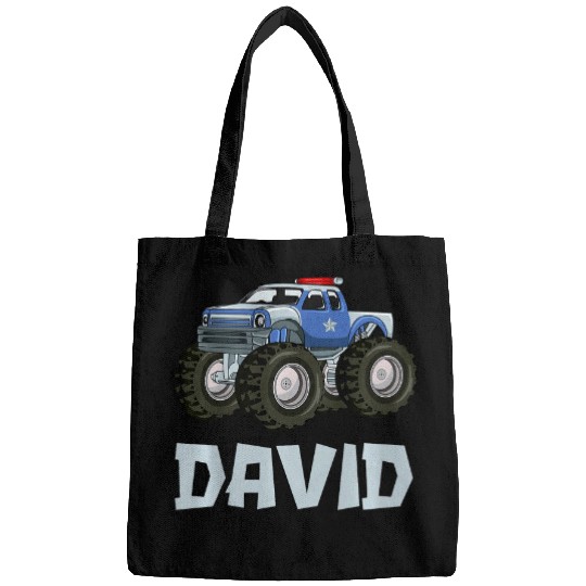 Kids David Customized Boy Name Police Monster Truck OffRoader Bags