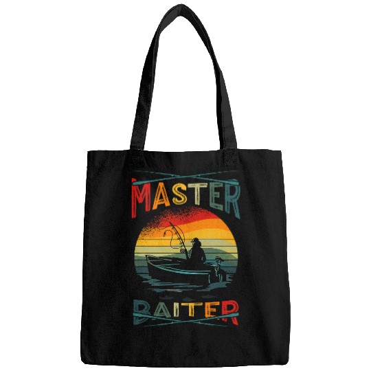 Funny Saying Master Baiter vintages Sunset Fishing Fishermen Bags