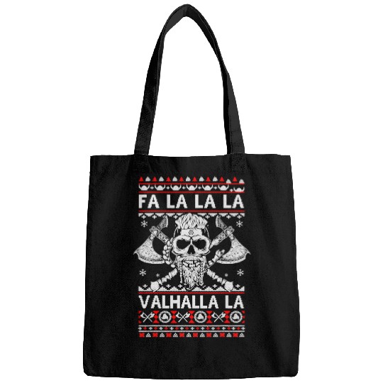 Fa La La Valhalla Viking Skull Christmas Ugly xmass Sweater Bags