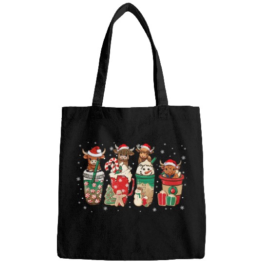 Coffee Fun Baby Highland Cow Print Christmas Coffee Cups Latte Drink Bags