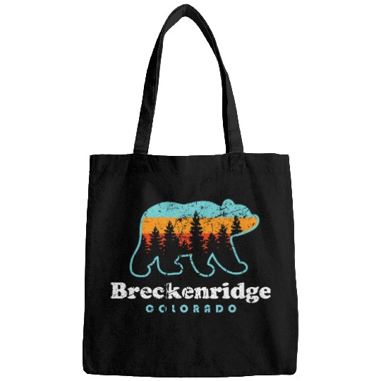 Bear Pet Breckenridge Colorado Bear Retro Mountains Trees Bags