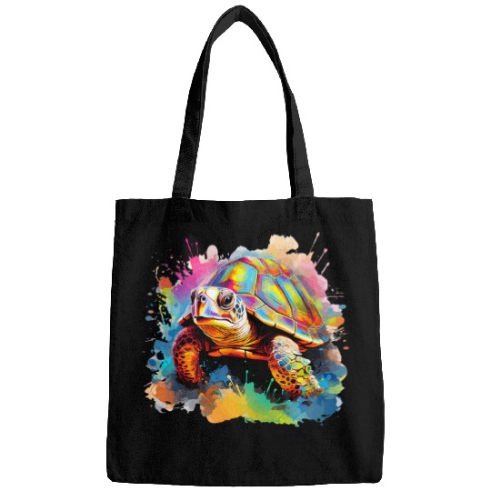 Colorful Splash Art Box Turtle Lover Bags