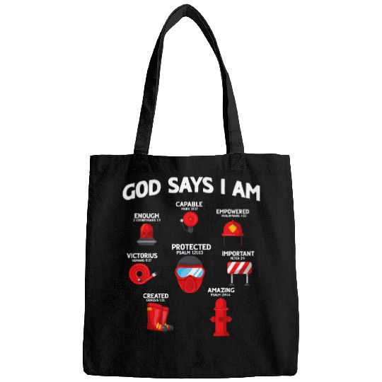 Firefighter Job God Says I Am Firefighter Lover Kids Boys Christian Bags