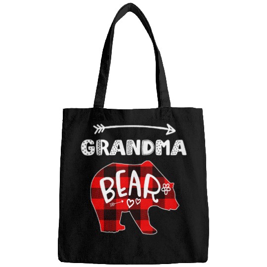 Bear Pet Grandma Bear Red Black Plaid Grandma Christmas Bags